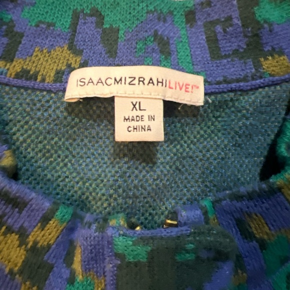Isaac Mizrahi Live! Full Zip Sweater Cardigan Long Sleeve Multicolor Size XL EUC - Picture 2 of 7